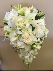 White Rose and Lily Cascade Flower Power, Florist Davenport FL
